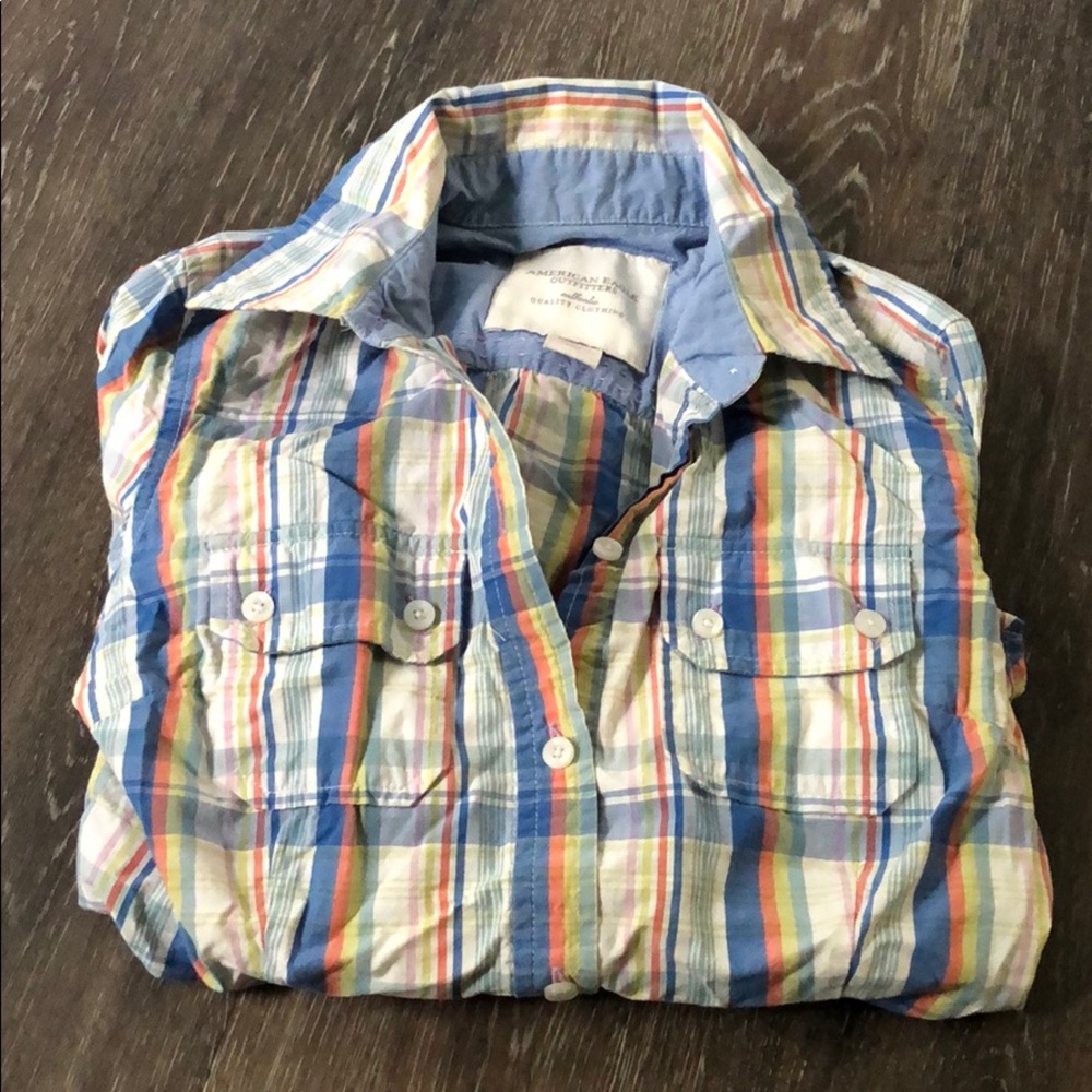 Size 0/XS Plaid long sleeve button down